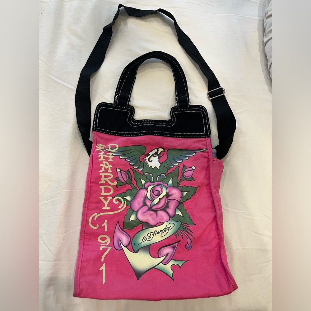 Ed Hardy Pink Canvas Tote 💗💗